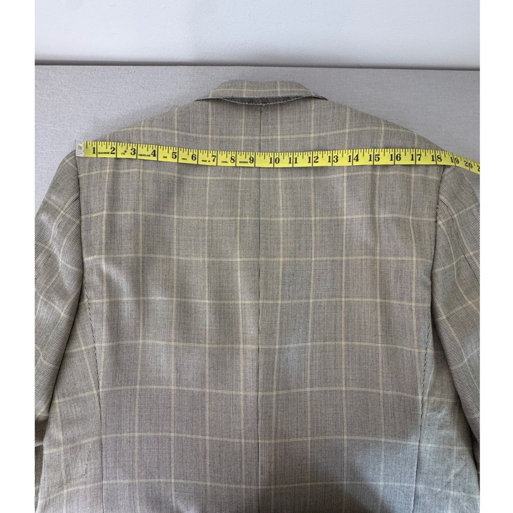 Burberry London Silk/Wool Blazer 40R tag (measures 44R) Tan/Yellow Plaid - Picture 12 of 12
